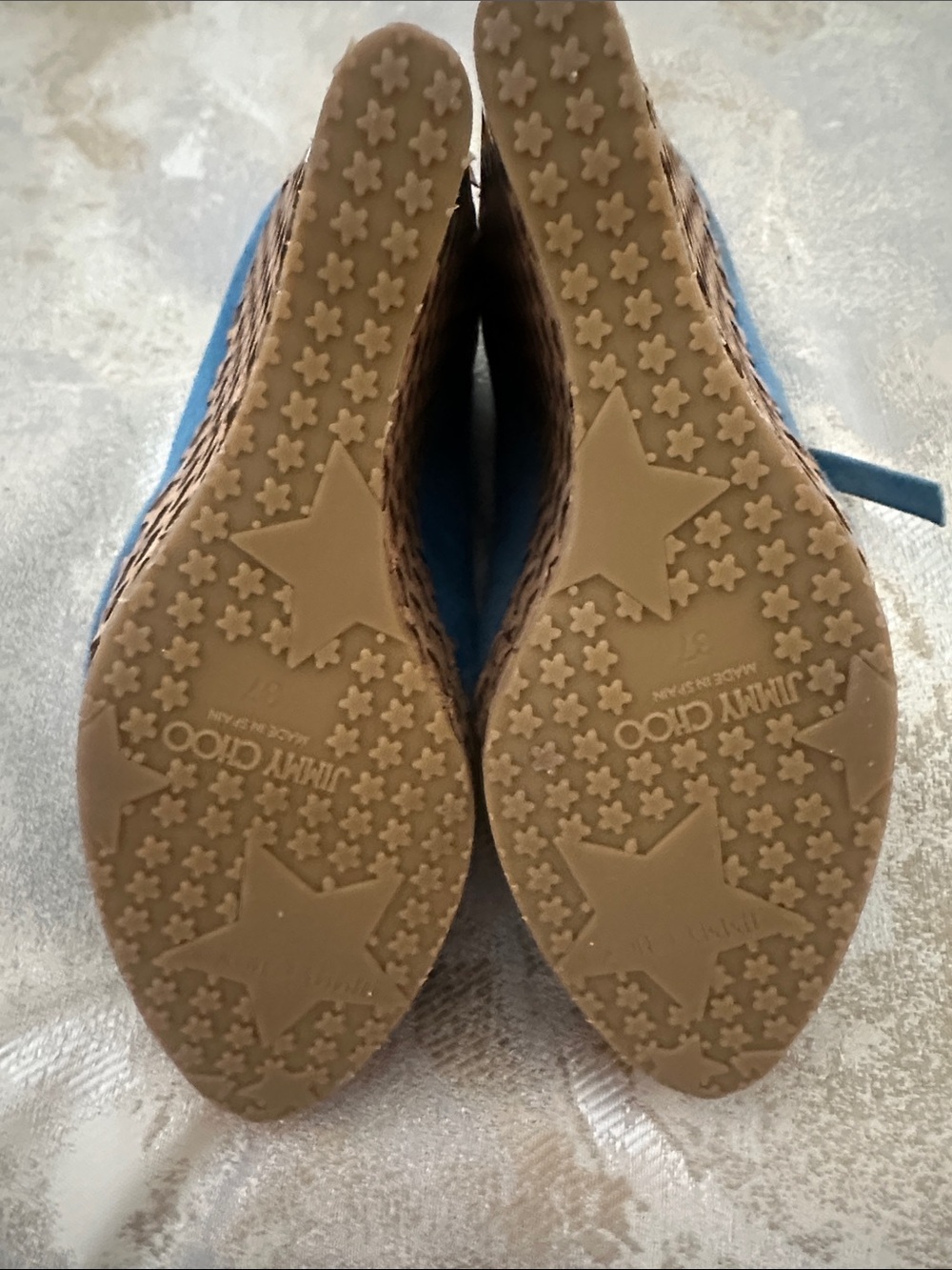 Jimmy Choo Blue Woven Espadrille Platform Sandals
